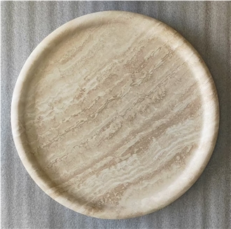 Beige Travertine Round Tray Home Decor Products