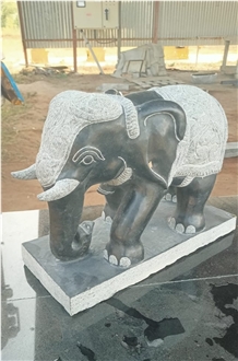 Black Granite Elephant Sculpture