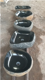 Black Granite River Stone Wash Basin