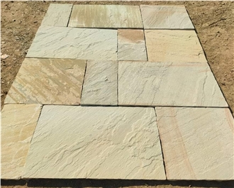 Mint Yellow Sandstone Opus Pattern Patio Pavers