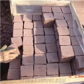 Good Price China Dark Red Sandstone Cube Cobble Stone