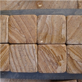 Honed Yellow (Wood) Grain Sandstone Cobble Stone