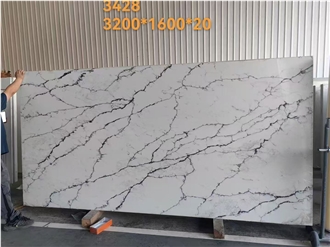 White Marble Texture Vein Quartz Slabs