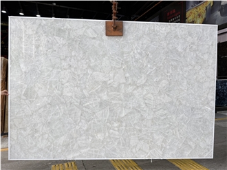White Crystal Gemstone Semiprecious Stone Slabs