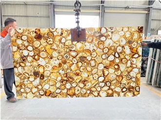 Yellow Agate Crystal Gemstone Semiprecious Composite Stone Panels