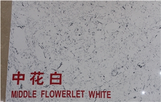 Middle Flowerlet White Artificial Stone Slabs