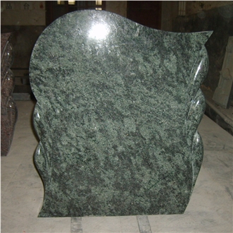 Polished Olive Green Granite Headstone