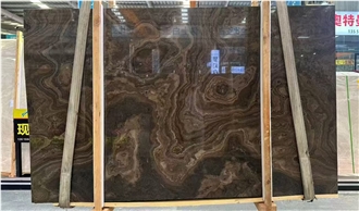 Cross Cut Obama Wood Brown Marble Slabs