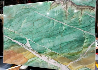 Fuchsite Crystal Quartzite Slabs For TV Background