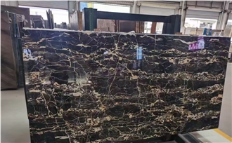 Italy Nero Portoro Marble Slabs For Wall And Floor