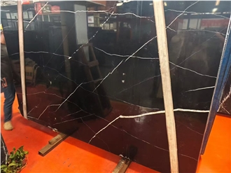 Popular Black Nero Marquina Marble Slabs
