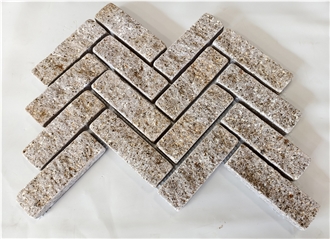 Rustic Granite Herringbone Paving Pattern Tiles