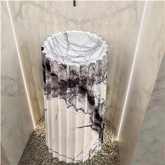 Freestanding Fluted Lilac Marble Pedestal Sink