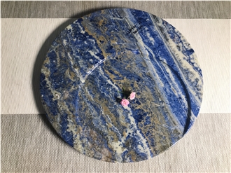 Round Bolivia Blue Marble Tray Home Decor Products