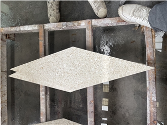Beige Rhombus-Shaped Geometric Terrazzo Tiles