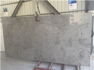 Lightning Gray Quartz Slabs ,Gray Marble Look Engineered Stone