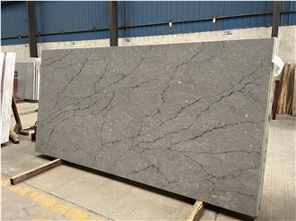 Translucent Calacatta Quartz Slabs With Grey Veins