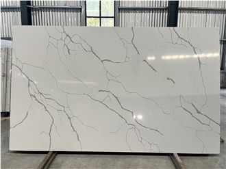 Tree- Branch Calacatta White Quartz Slabs Artificial Stone