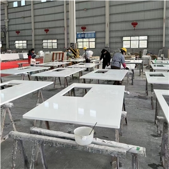 YUANDA Factory Price Pure White Engineered Quartz Countertops