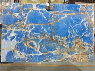 Blue Aqua Gold Onyx Slabs