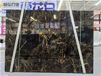 China Montmartre Marble- Fantasy Black Gold Flower Marble Slabs