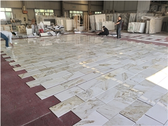 Calacatta Oro Han White Marble Slab Tiles For Hotel Lobby