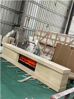 Natural Travertine Modern Fireplace