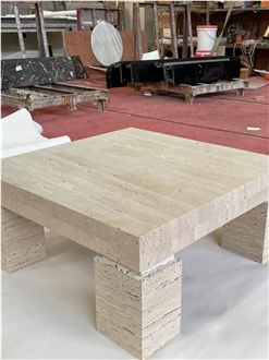 Natural Travertine Square Coffee Table