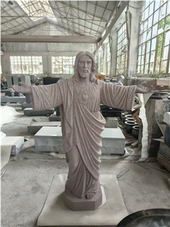 Gray Granite  Jesus Sculpture