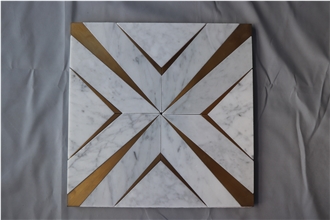 Carrara Marble Water-Jet Mosaic For Home Decoration