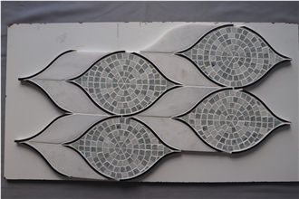 Green And White Marble Water-Jet Mosaic Tiles