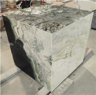 Shangri-La Jade Green Cube Marble Table For Home Decoration