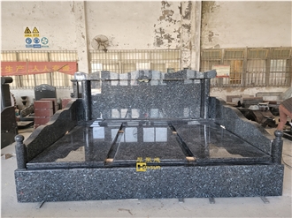 Blue Pearl Granite 3 Person Memorial Tombstone