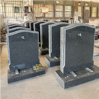 Grey Granite Headstone With Raw Edge