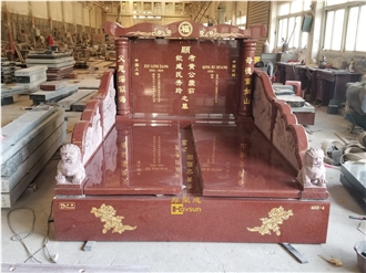 Imperial Red Granite Chinese Style Tombstone
