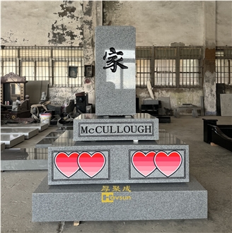 Light Gery Granite Customized Obelisk Asian Gravestone