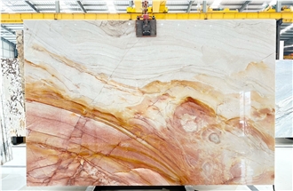 YUANDA Golden Pink Quartzite Slabs For Project Use