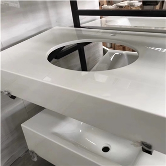 Nano Glass Stone White Bathroom Vanity Top