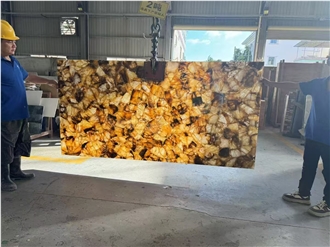 Luxury Yellow Agate Semiprecious Stone Slabs