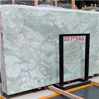 Apple Green Jade With White Veins Marble Slab Tiles