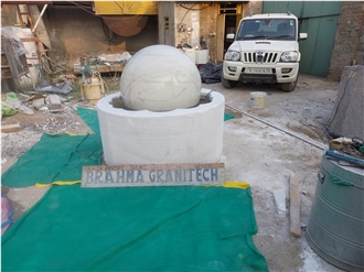 White Marble Garden Decor Stone Floating Ball Fountain