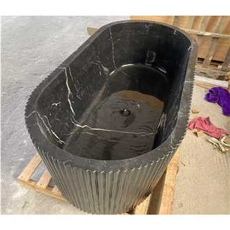 Black Marqunia Marble Bathtub