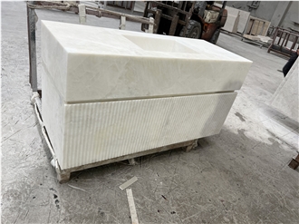 Glacier White Onyx Bathroom Vanity Sink