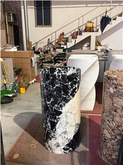 Natural Bulgari Black Marble Pedestal Wash Basin