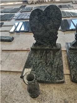 Olive Green Granite Single Tombstone