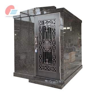 Mahogany Granite Double Walk-In Mausoleum With Bronze Door