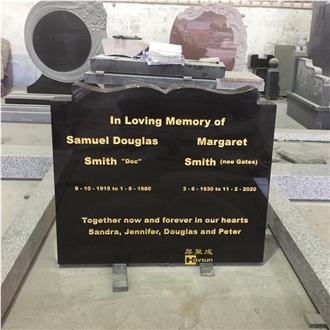 Black Granite Book Top Headstone