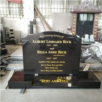 Black Granite Check Saddle Top Headstone