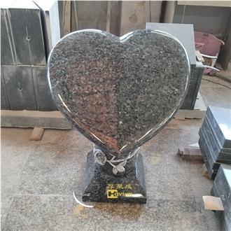 Blue Pearl Granite Polished Heart Headstone