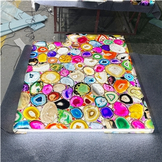 Backlit Colorful Mix Luminous Agate Gemstone Slabs